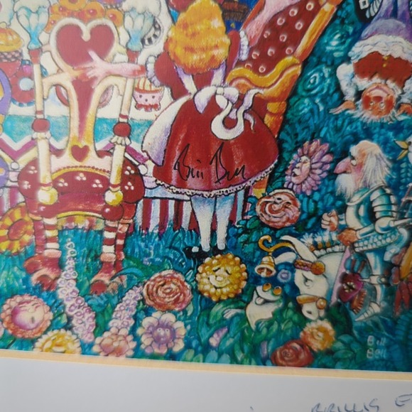 Bill Bell Double Signed & Matted Tea Party 2 Alice In Wonderland‎ Art Print - Picture 7 of 14